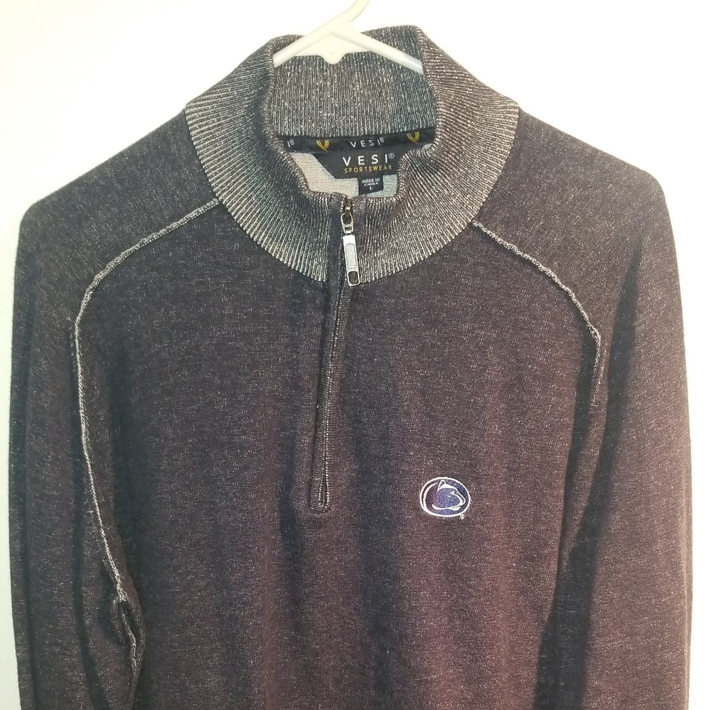 MENS PENN STATE WOOL HALF ZIP SHIRT SZ.LG